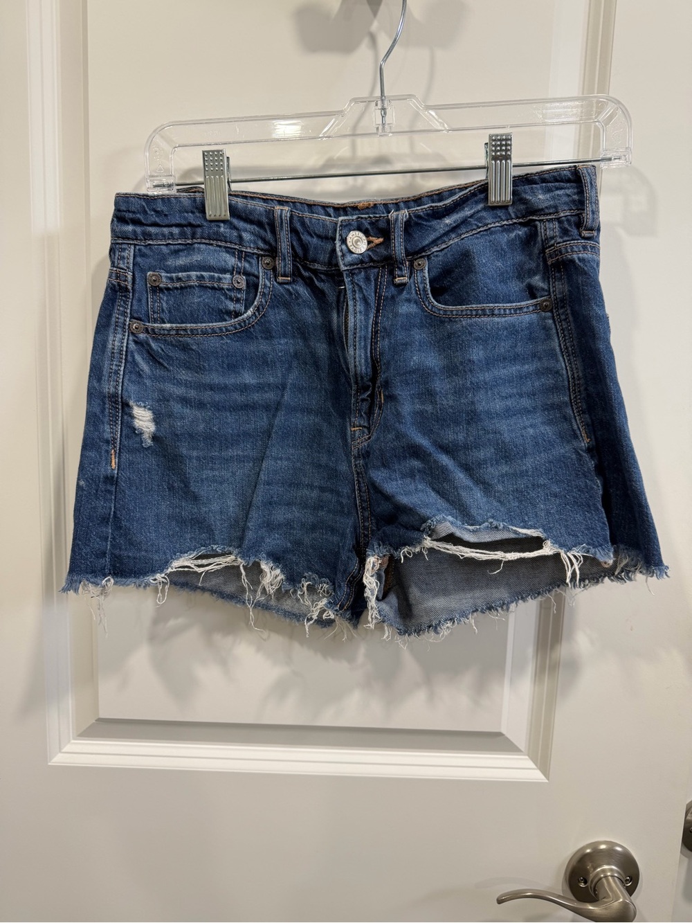 American Eagle Outfitters Dark Blue Distressed Denim Cutoff Shorts